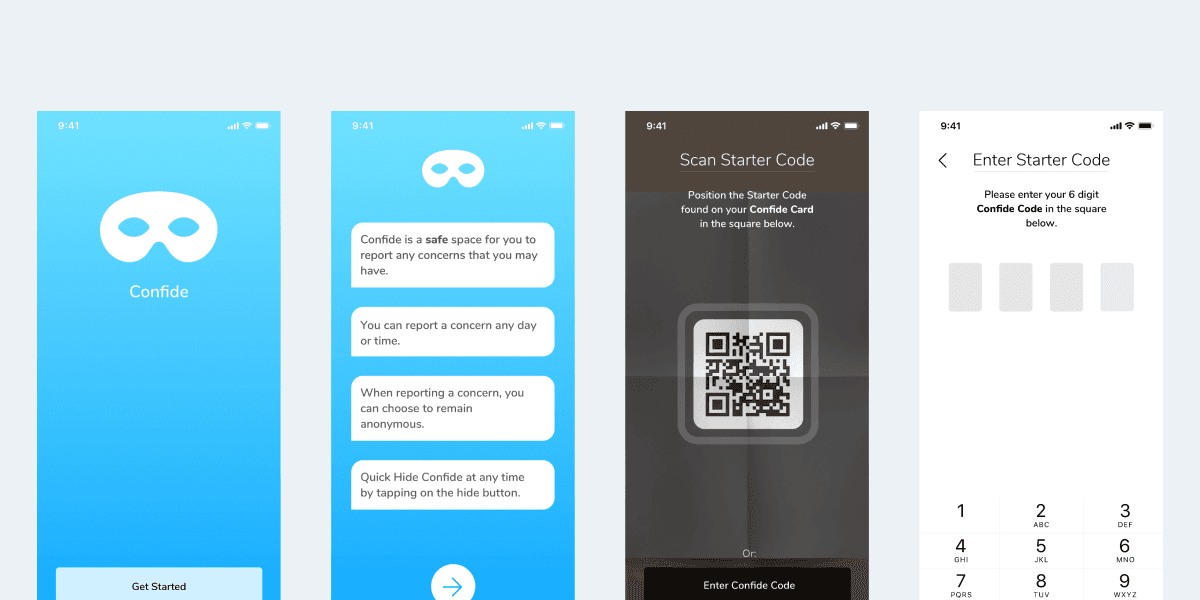Impero Confide onboarding flow