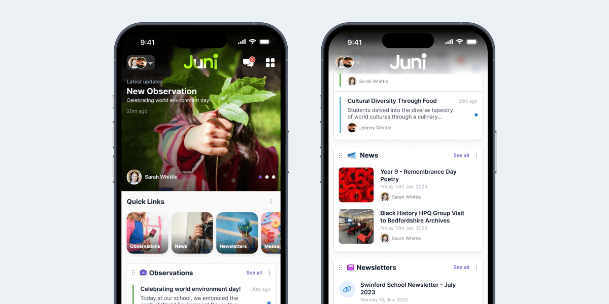 App design showcasing magazine-like layout