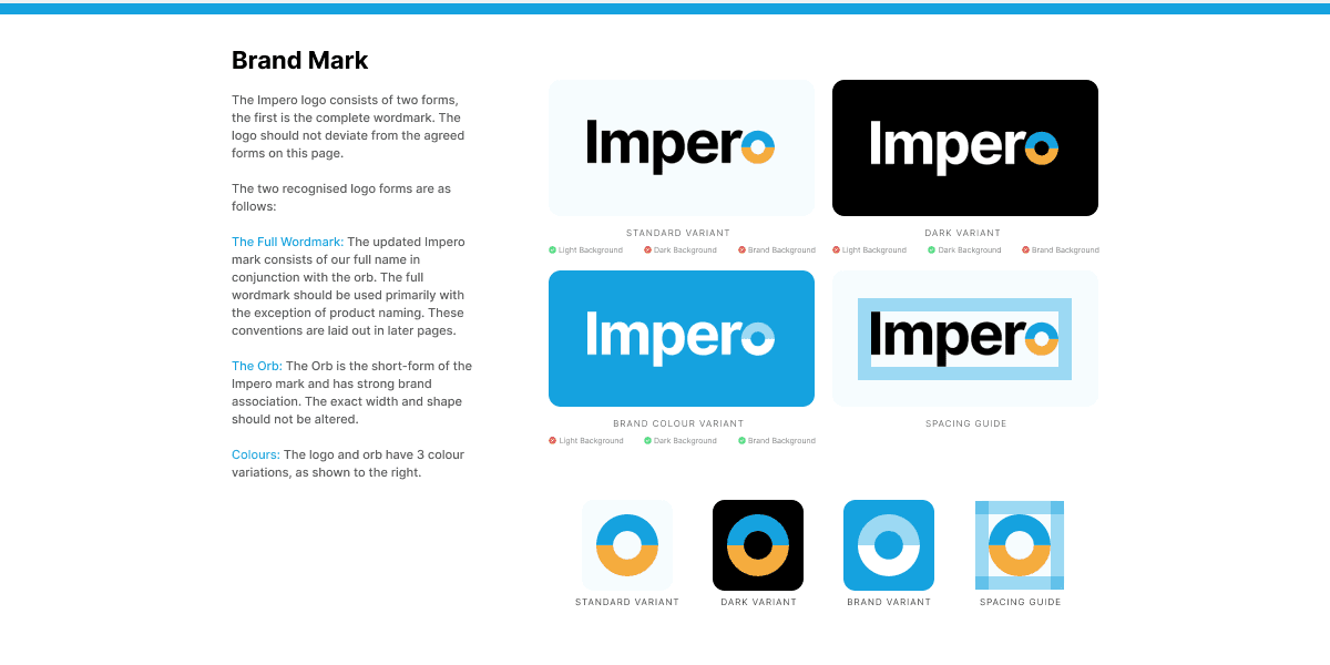 Page from Brand Style Guide for Impero