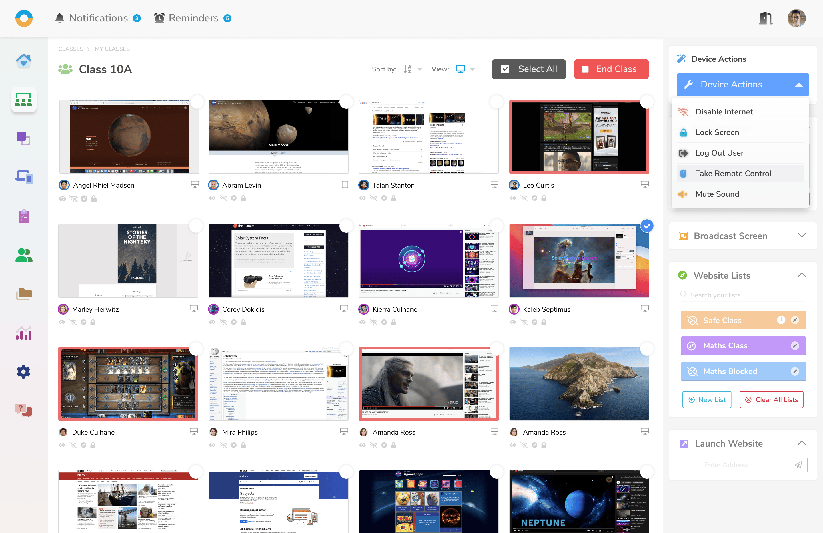 Impero Classroom -- Individual Device View
